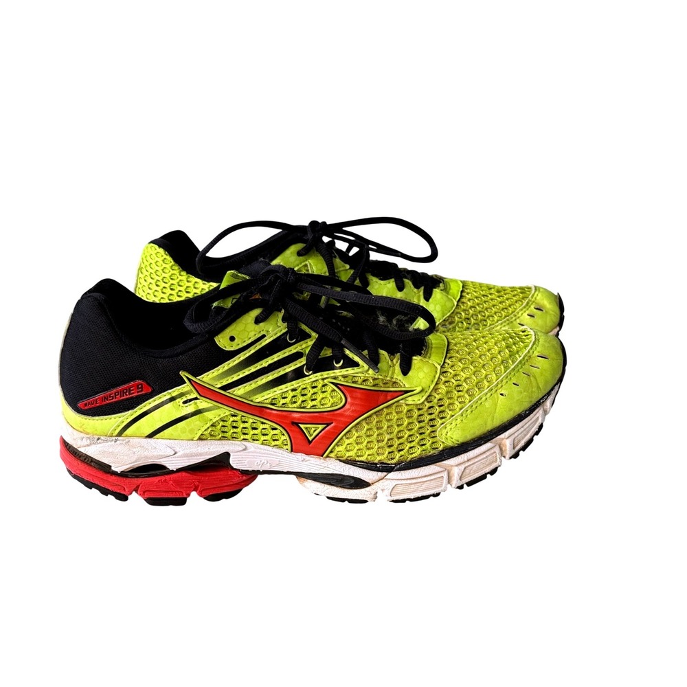 Mizuno‎ Wave Inspire 9 Mens Running Shoes Neon Yellow Stability Sneaker Size 8.5